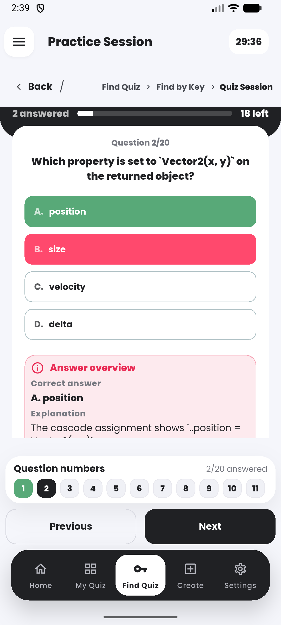 Learn from mistakes in the Quiyo mobile app.