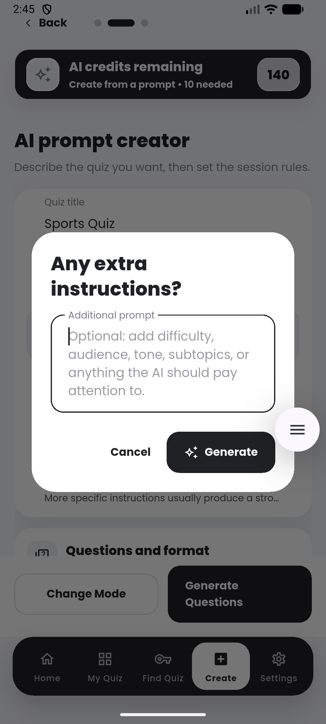 Extra instructions in the Quiyo mobile app.
