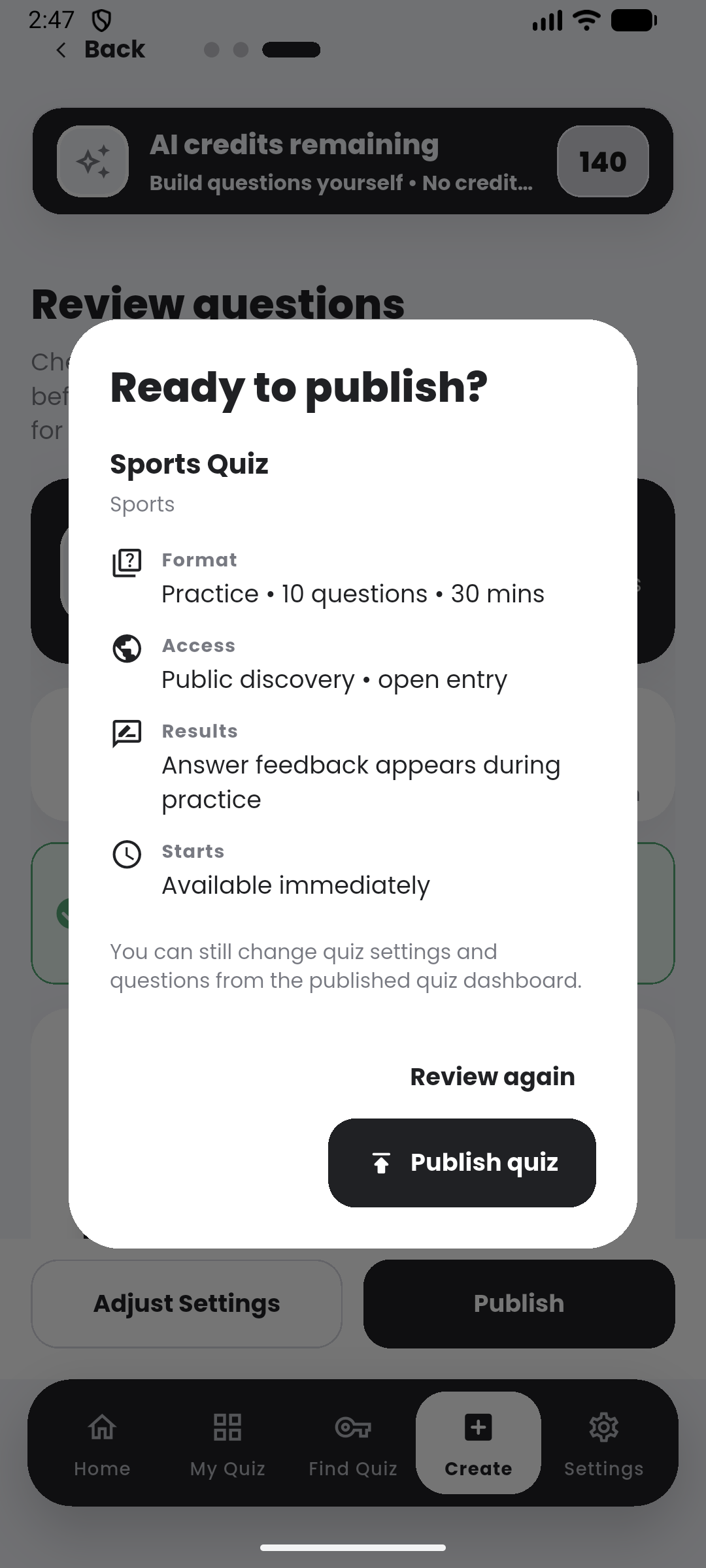 Publish with confidence in the Quiyo mobile app.