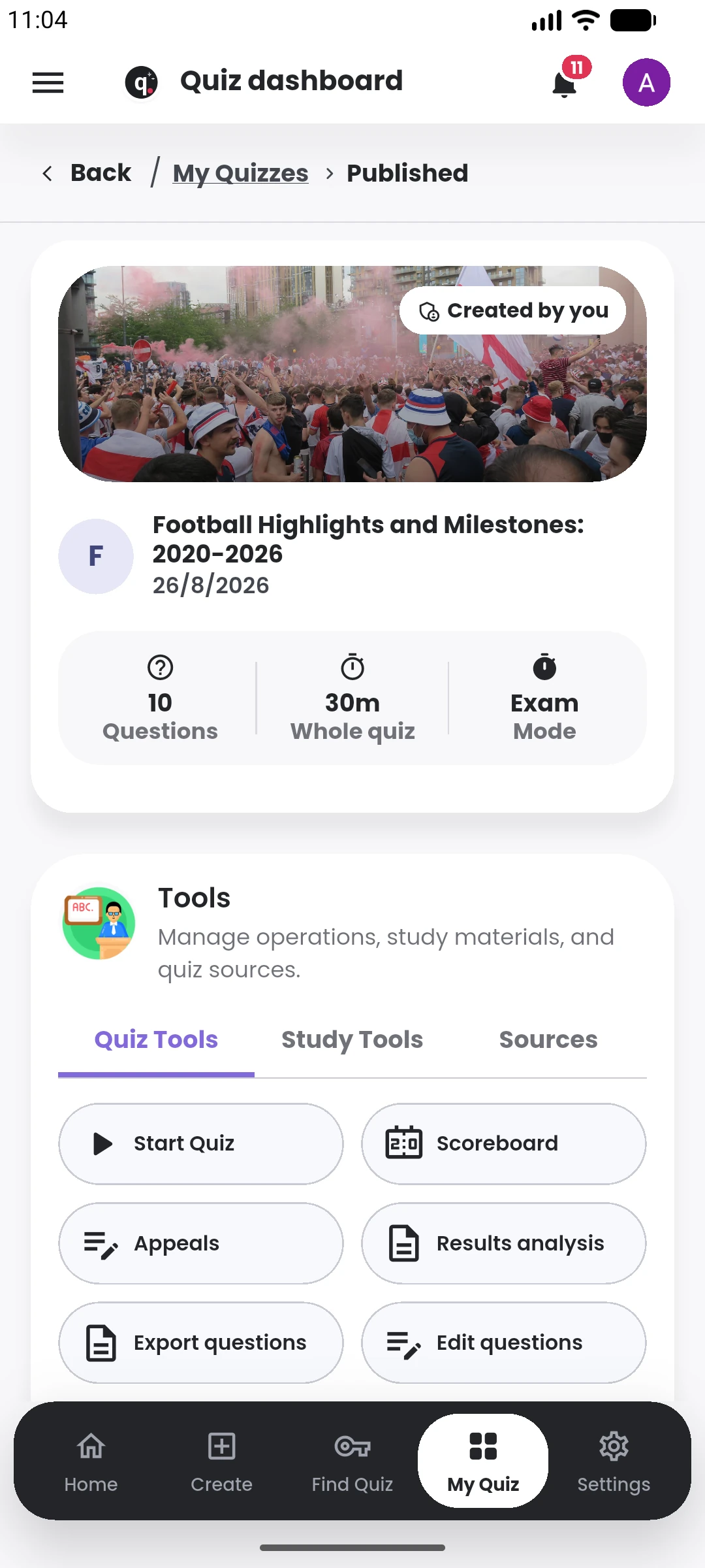 Current Quiyo mobile app screen.